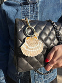 Hand-painted Seashell Bag Charm + Keychain | Eco-Friendly: Golden Sand