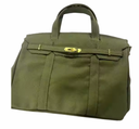 Canvas Tote Bag w/ Gold Buckle Hardware - Army Green