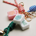 Mahjong Keychain with Heart Charm & Rope: GRN / ONE