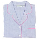 Blue Seersucker-Pink  Long Sleeve Pajamas