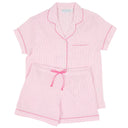 Pink Seersucker-Pink Short Sleeve Shorty Pajamas