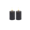 2 pc Set Gray Flameless Pillar Candle - Gray