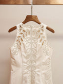 DR770Y Embroidered Sleeveless Dress with Scalloped Hem: Color as pictures / English / XS