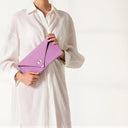 Lillac Suede Leather Clutch Bag with Gold Hardware