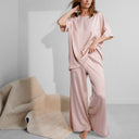 Washable Silk Tee Pant Set: Delicate Pink / XS