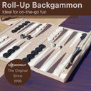 Travel Backgammon Roll-up Portable Leather Suede Game Set: Mocha