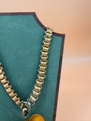 House of Lavande Vintage Gold-Tone Oval Locket Statement Necklace