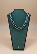 House of Lavande Victorian Silver Puffy Link Necklace - Unsigned
