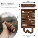 Travel Backgammon Roll-up Portable Leather Suede Game Set: Cream