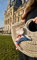 Hand-painted Seashell Bag Charm + Keychain | Eco-Friendly: Golden Sand