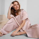 Washable Silk Tee Pant Set: Delicate Pink / M