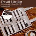 Travel Backgammon Roll-up Portable Leather Suede Game Set: Mocha