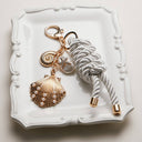 Gold Coastal Charm Keychain—Shell Pearl Starfish: GD / ONE