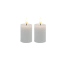 2 pc Set White Flameless Pillar Candle - White