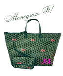 Pickleball Tote - "The Whimsy" Green with Pink Paddles