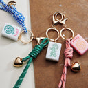 Mahjong Keychain with Heart Charm & Rope: BL / ONE