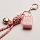 Mahjong Keychain with Heart Charm & Rope: GRN / ONE