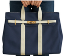 Canvas Tote Bag w/ Gold Buckle Hardware - Navy