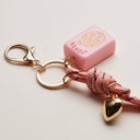 Mahjong Keychain with Heart Charm & Rope: GRN / ONE
