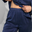 Washable Silk Long Sleeve Pant Set: Deep Blue