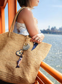 Hand-painted Seashell Bag Charm + Keychain | Eco-Friendly: Ocean Blue