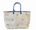 Tennis Tote - "The Whimsy" Cream with Blue Trim