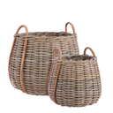 BIDKhome Set of 2 Cameo Baskets Brown Bamboo
