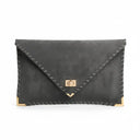 Symmetria Soft Clutch in Dark Gray with Silver Hardware